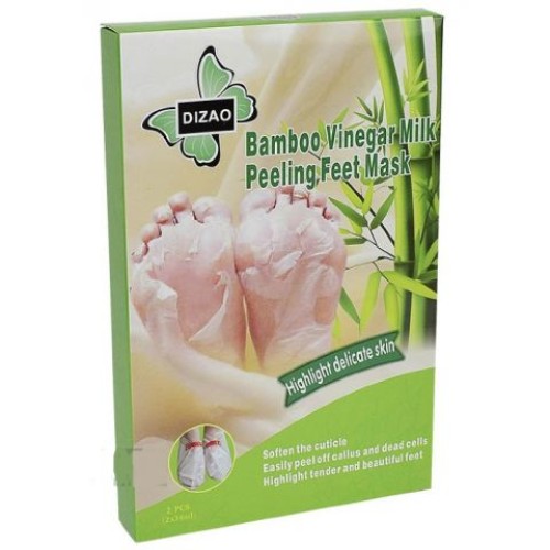 Носочки для педикюра Bamboo Vinegar Milk peeling Feet Mask Бамбуковый Уксус Dizao | Интернет-магазин bio-optomarket.ru
